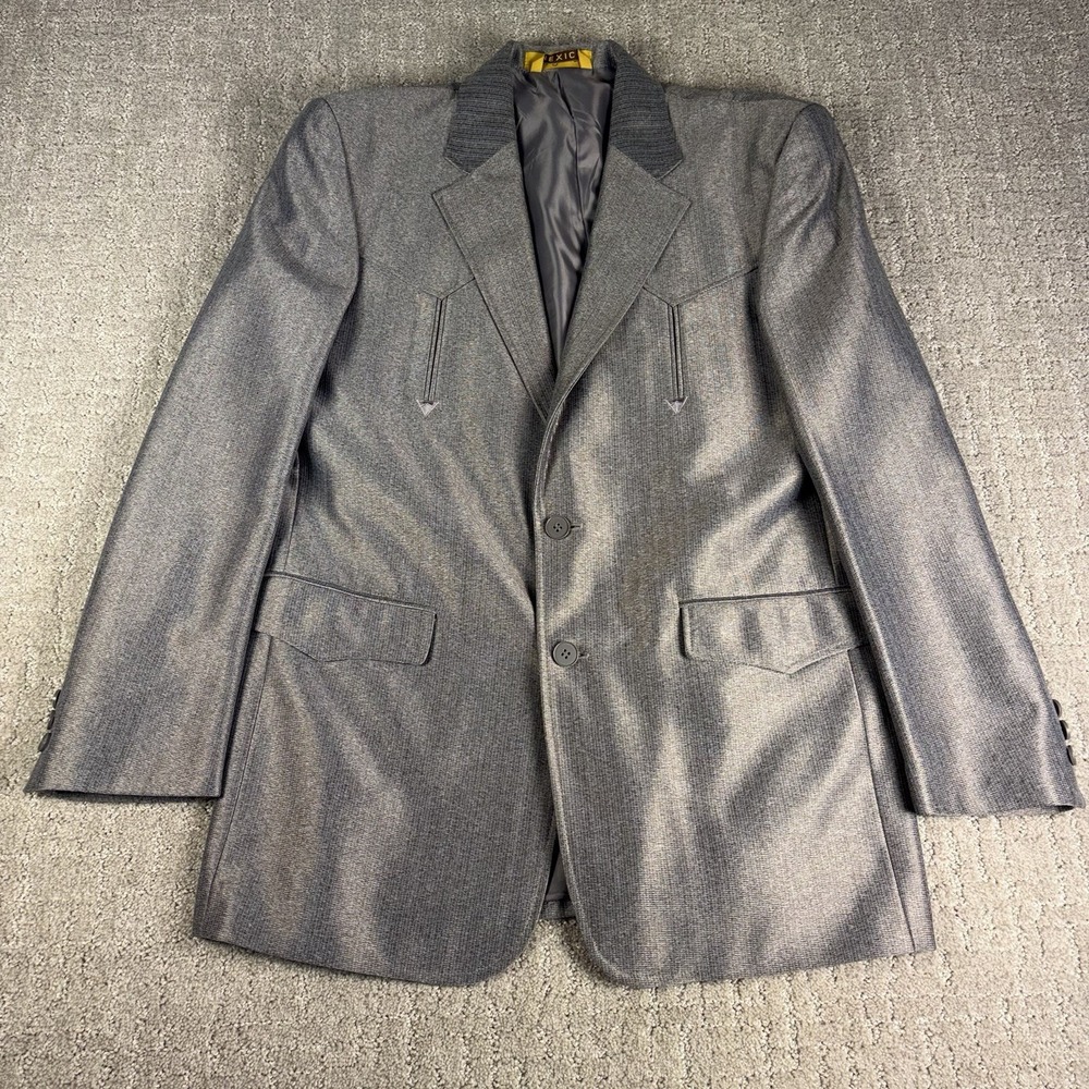 Elegante Western Sportcoat Blazer Men 40/32 Grey Rockabilly Rodeo Cowboy Vtg